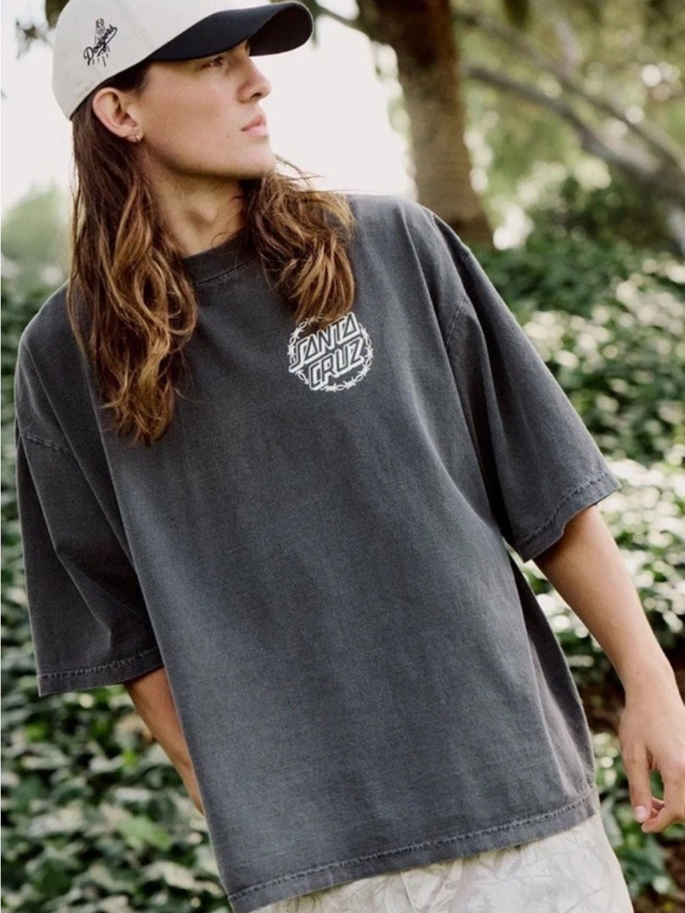 Santa Cruz Skateboards heavyweight Gray acid Washed Logo Short-Sleeve boxy Tee